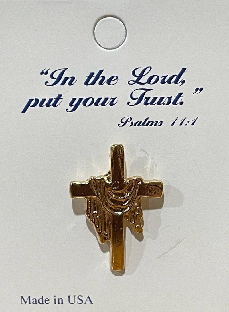 LENT DRAPED CROSS LAPEL PIN