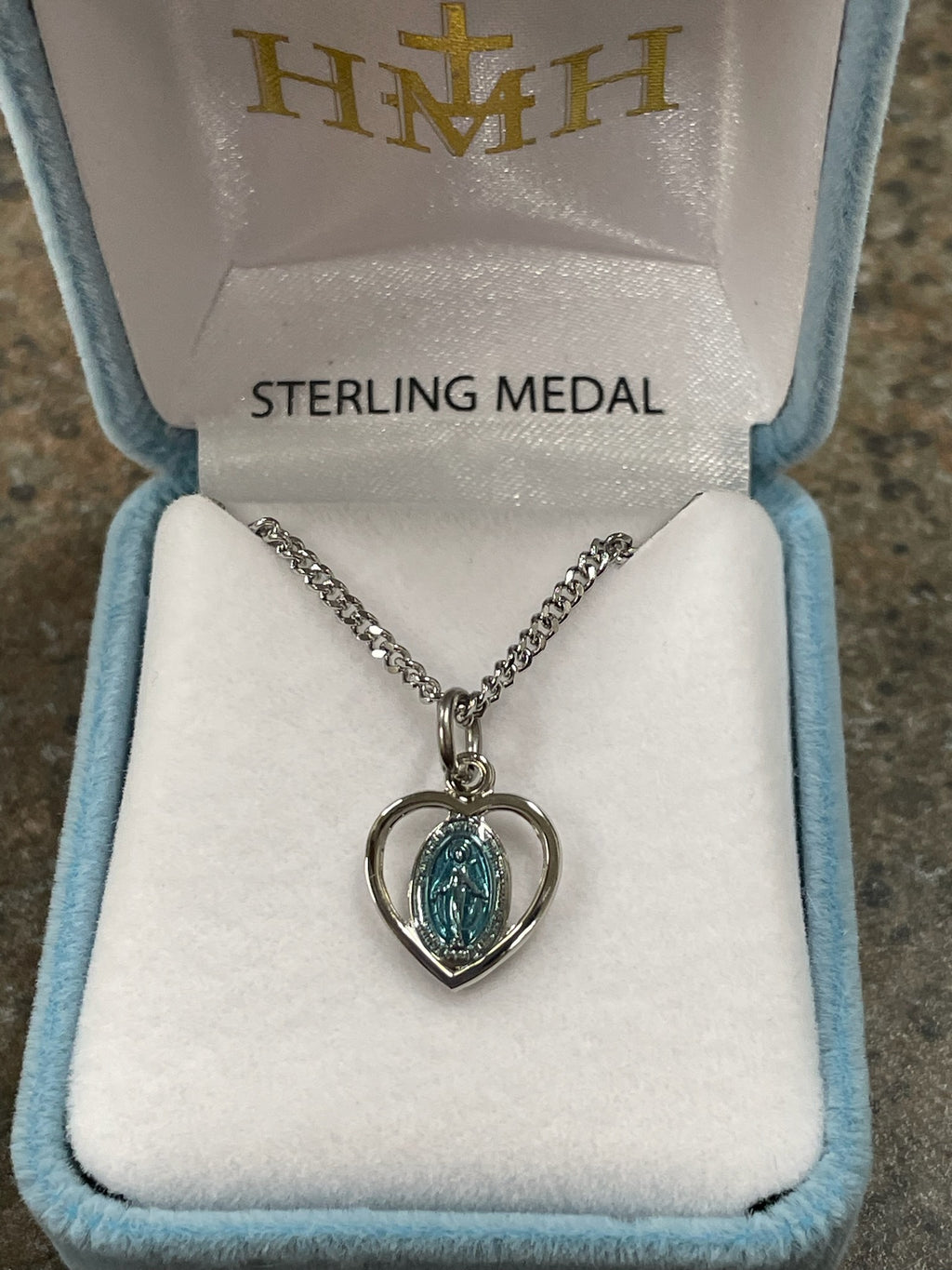 SS PIERCED HEART TINY BLUE 16