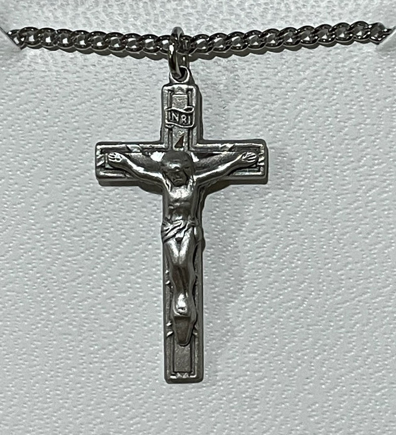 ANTIQUE SIL CRUCIFIX 18"CH/BOX