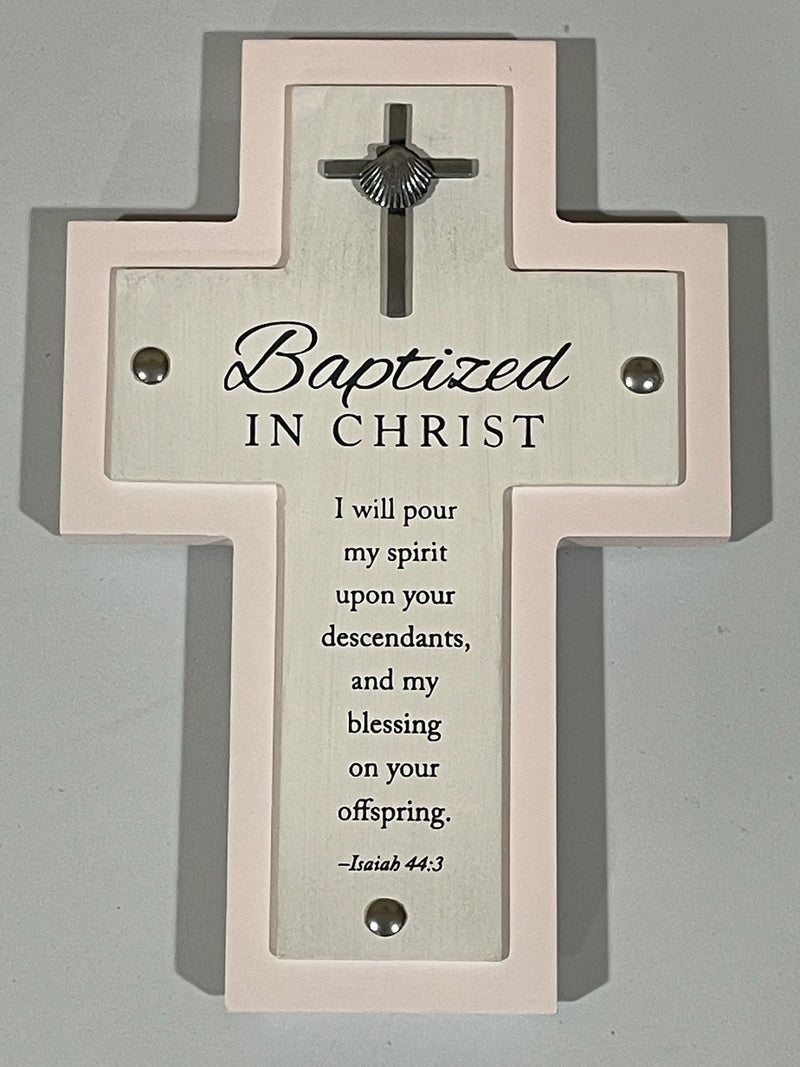 PINK BAPTISED IN CHRIST CROSS