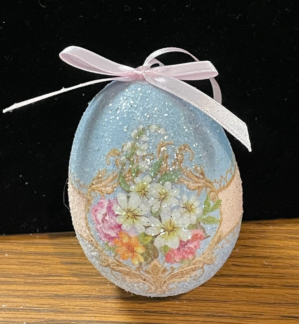 GLITTER EGG ORNAMENT BLUE
