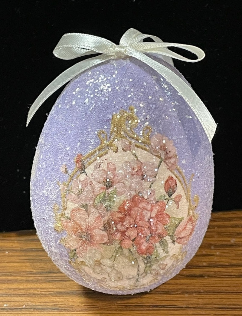 GLITTER EGG ORNAMENT PURPLE