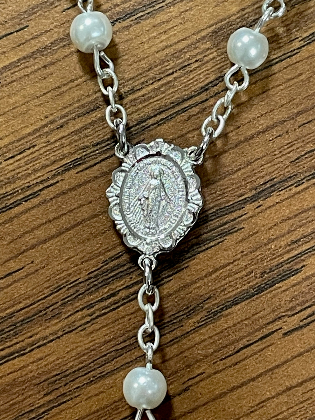 WHITE PEARL ROSARY 5MM COMMUNI