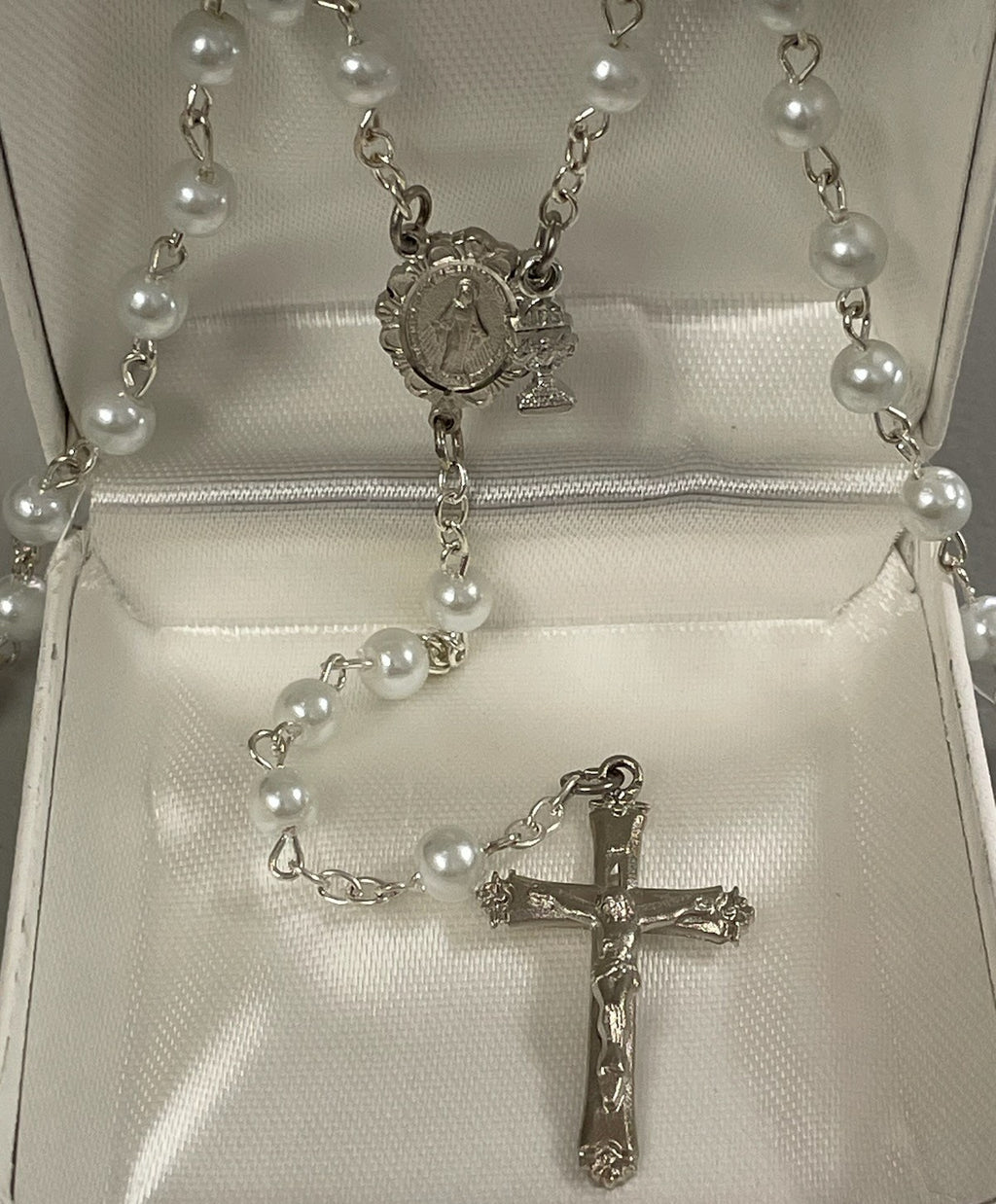 ROUND WHITE PEARL COMM ROSARY
