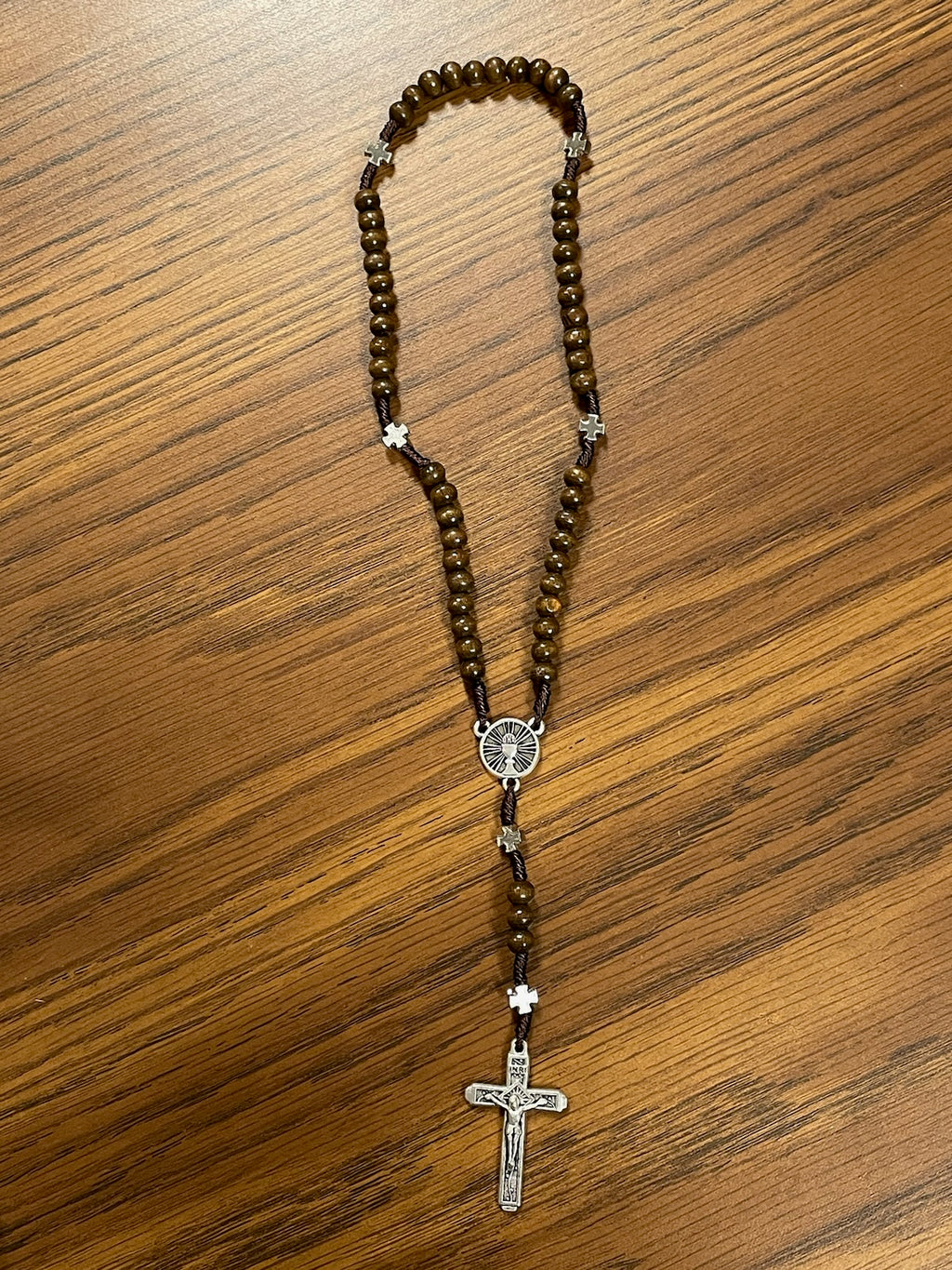 7MM BROWN WOOD COMM ROSARY