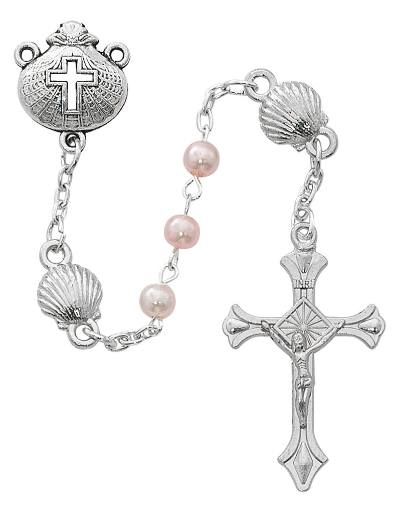 PINK PEARL SHELL BABY ROSARY