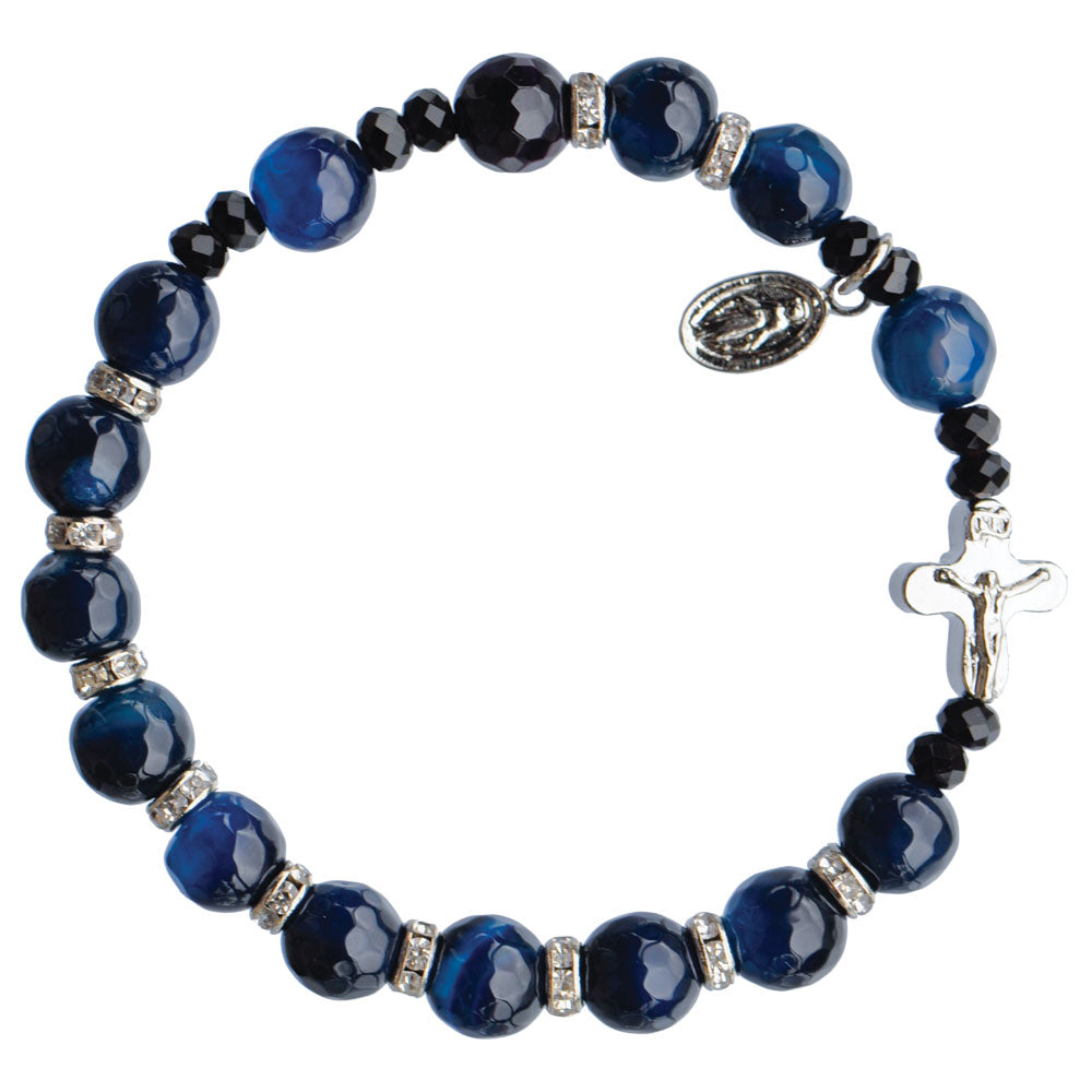 8MM BLUE AGATE ROS BRACLET