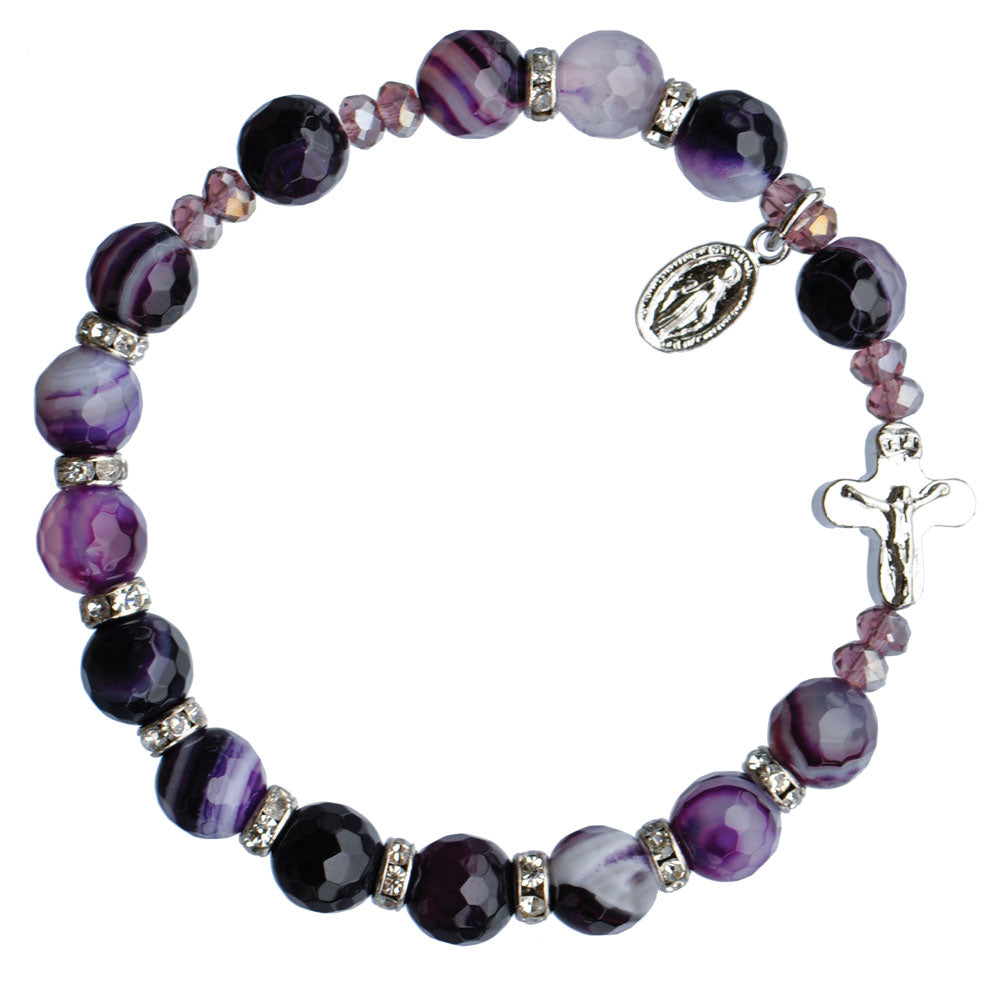 8MM PURPLE AGATE ROS BRACELET