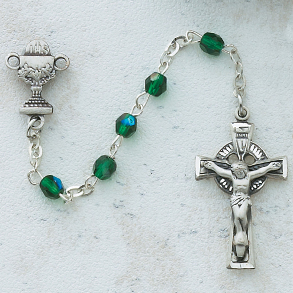 3MM GREEN IRISH COMM ROSARY