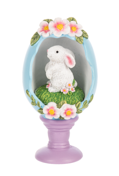 EGG FIGURINE ON PEDESTAL BUNNY
