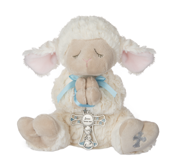 13" LAMB W/CRIB CROSS BOY 2PC