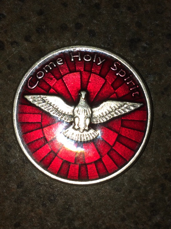 HOLY SPIRIT COIN RED ENAMEL