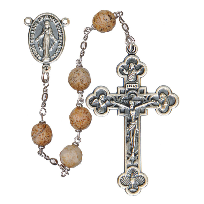 8MM PICTURE JASPER ROSARY