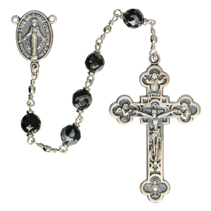 6MM SNOWFLAKE OBSIDIAN ROSARY