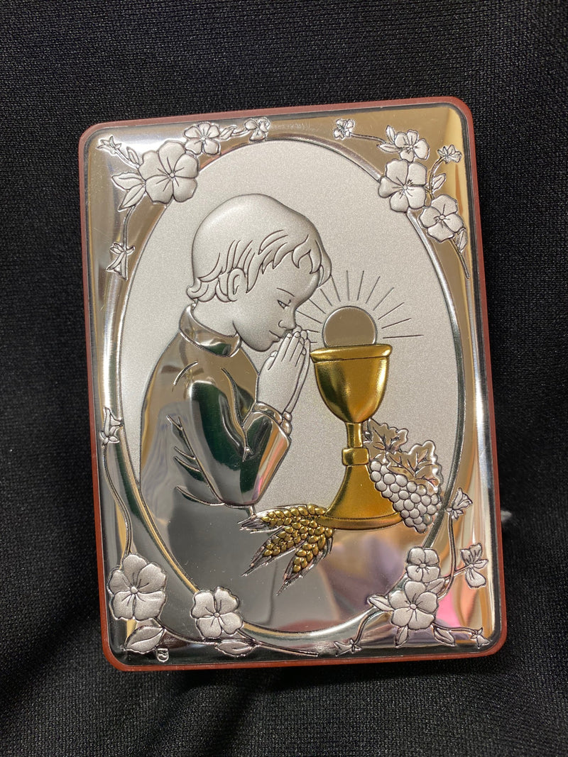 COMMUNION BOY PLAQUE 4"X2.75"