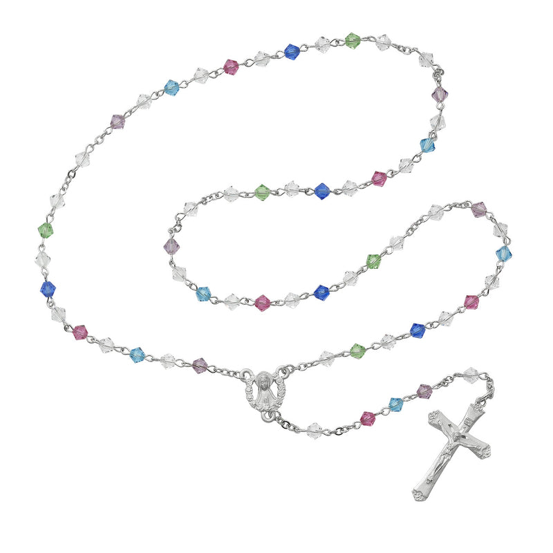 SS 5MM MULTI SWAROVSKI ROSARY