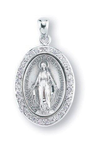 SS OVAL MIRAC MEDAL CZ 18" CH
