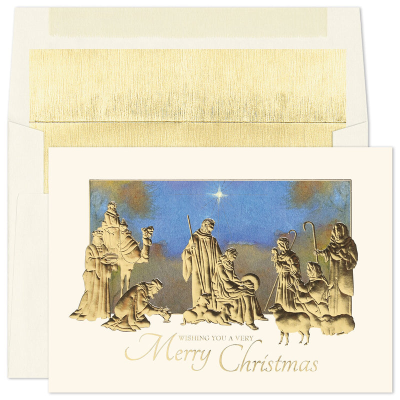 15CT GOLDEN NATIVITY BOXED