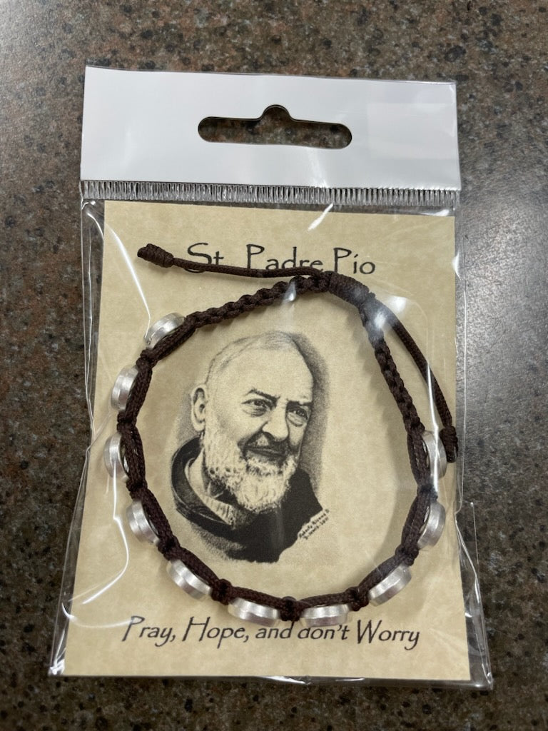 PADRE PIO BRACELET BROWN