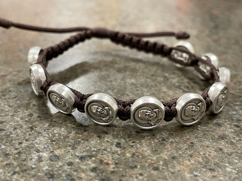 PADRE PIO BRACELET BROWN