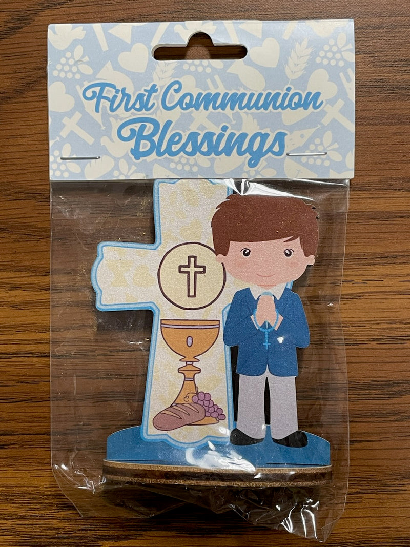 1ST COM BOY WITH CROSS STATUE