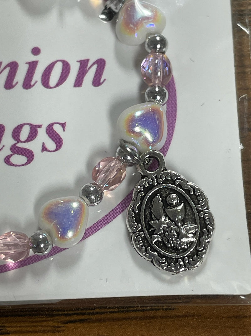 WHITE PEARL HEART PK BRACELET