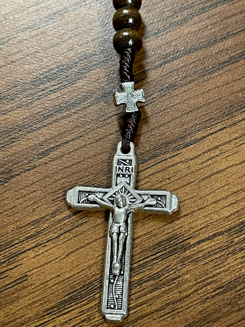 7MM BROWN WOOD COMM ROSARY