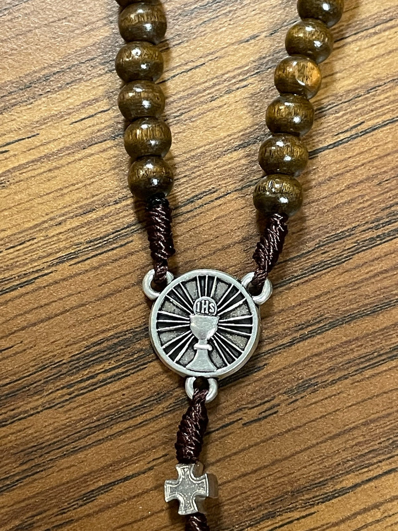 7MM BROWN WOOD COMM ROSARY