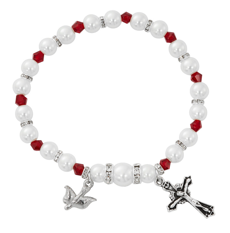 PEARL GARNET BRACELET W/DOVE