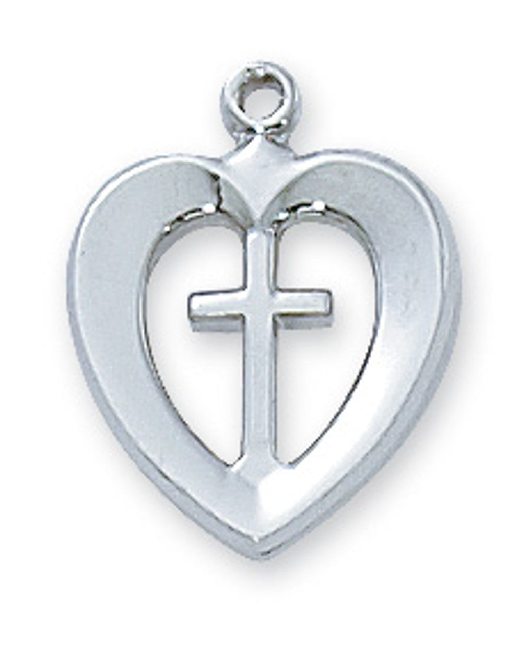 SS HEART CROSS 18" CHAIN/BOXED