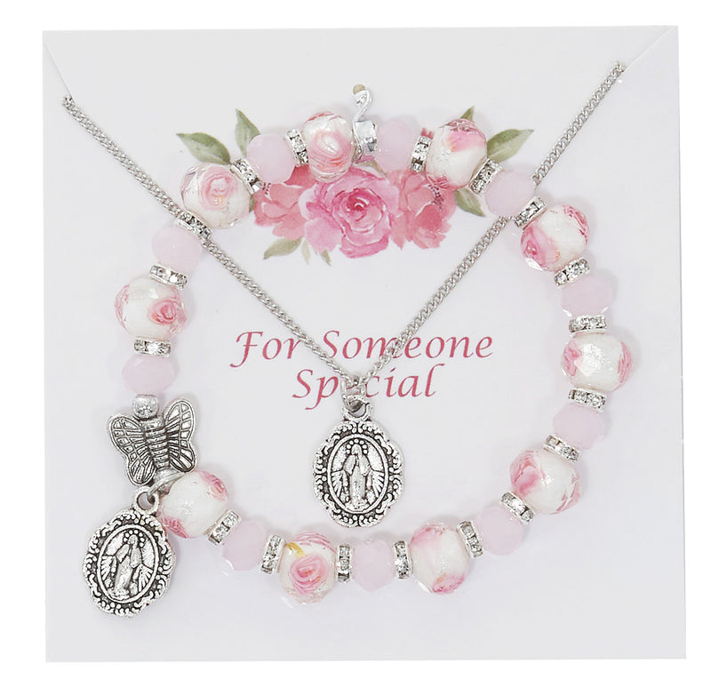 PINK FLOWER BRAC W MIRAC NKLC