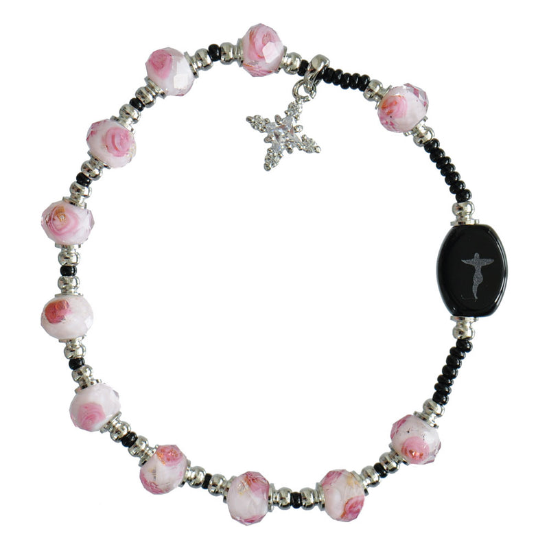 8MM MURANO PINK ROSE BRACELET