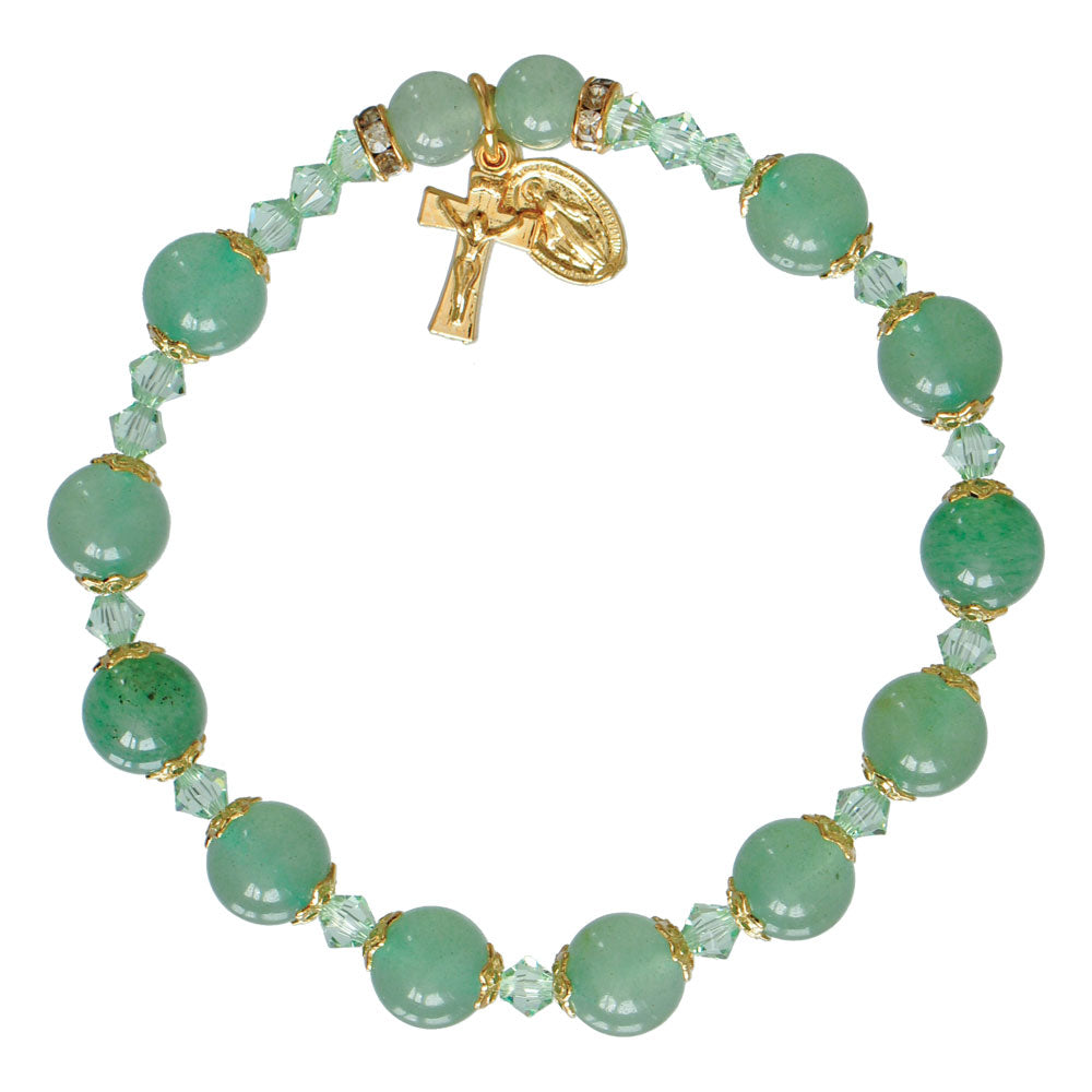 8MM GREEN JADE ROS BRACELET