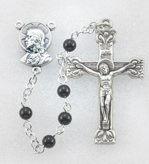 ONYX BEAD GEMSTONE ROSARY 4MM