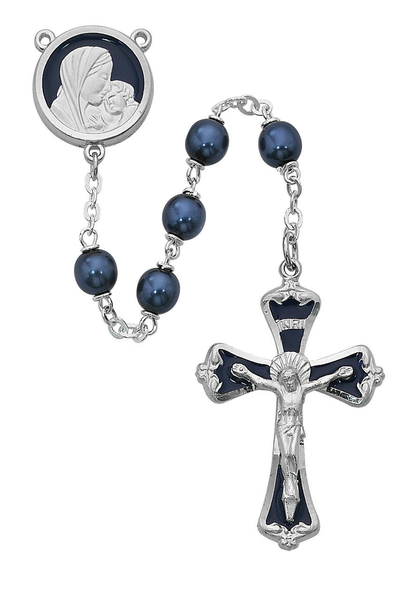 BLUE BEAD BL ENAM CRUCX ROS/BX