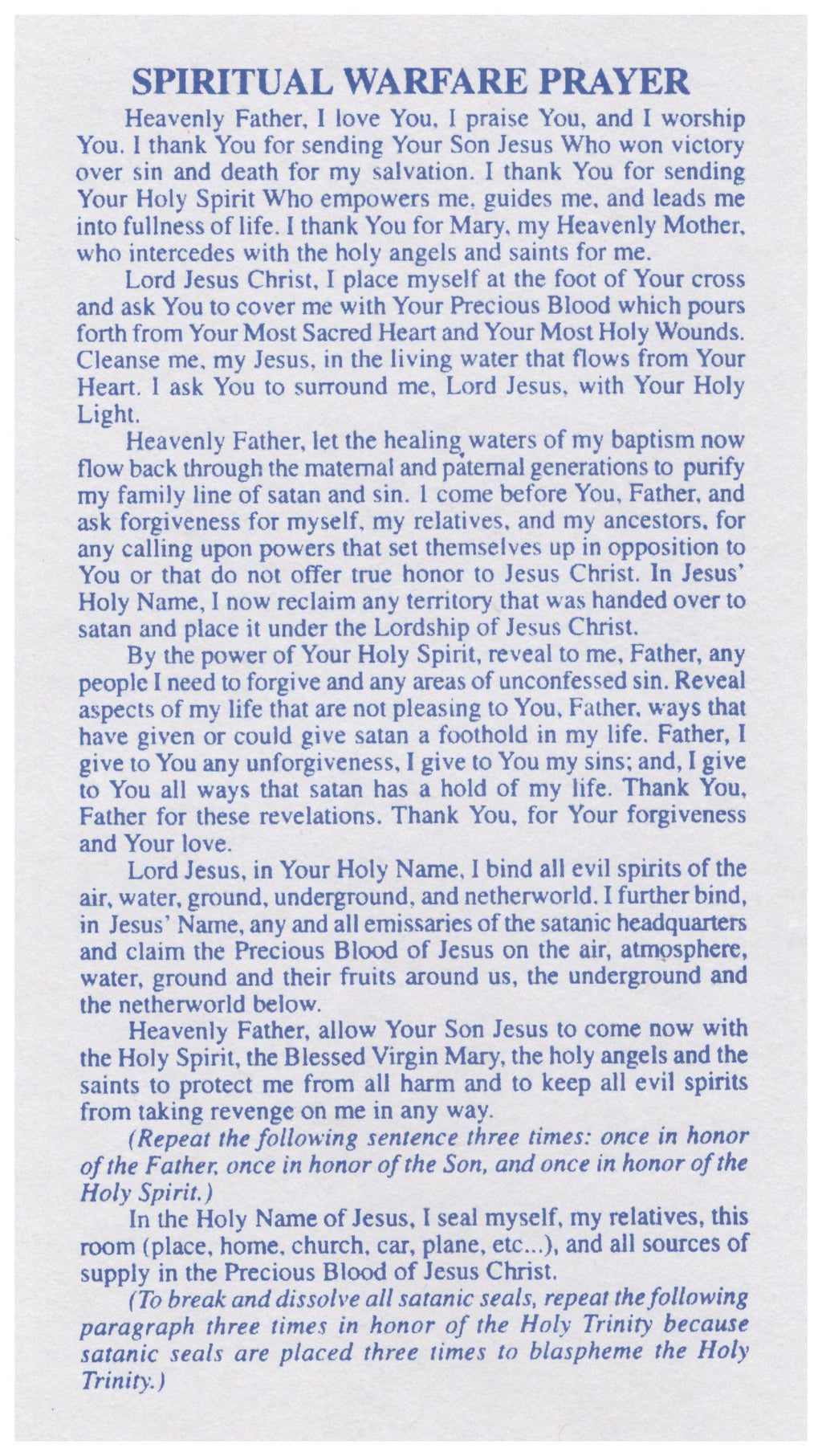 SPIRITUAL WARFARE PRAYER