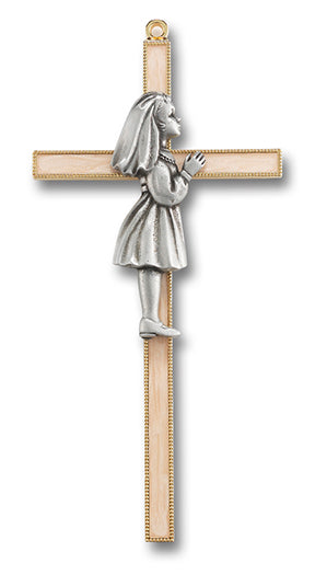 1ST COMMUNION GRL CROSS 7" PRL