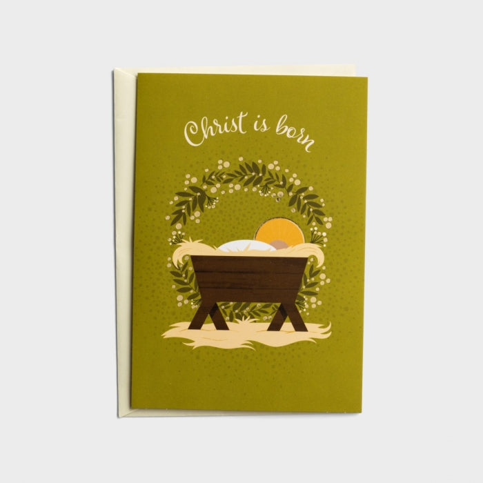 18CT CHRIST IS BORN BOXED CARD
