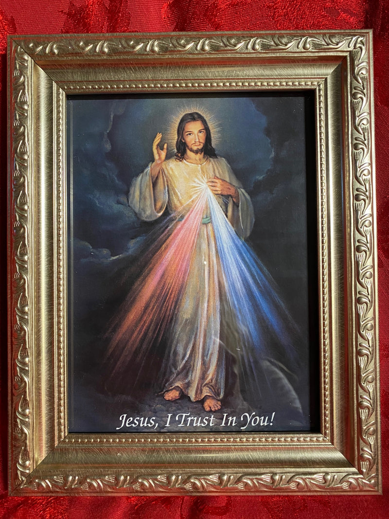 DIVINE MERCY SILVER FRAME 6x8