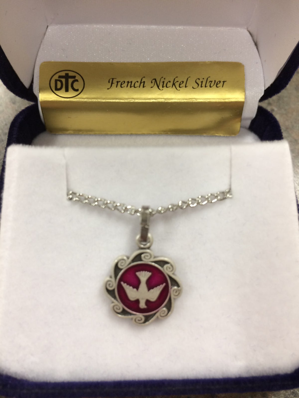 RED ENAMEL HOLY SPIRIT W/CHAIN