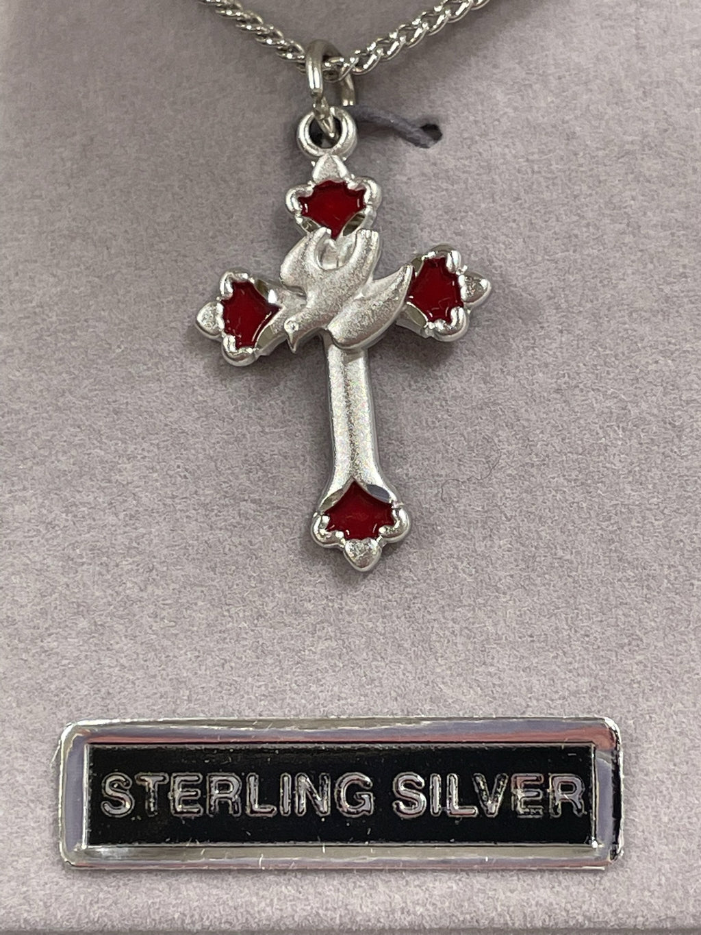 SS CROS RED ENAM ENDS SIL DOVE