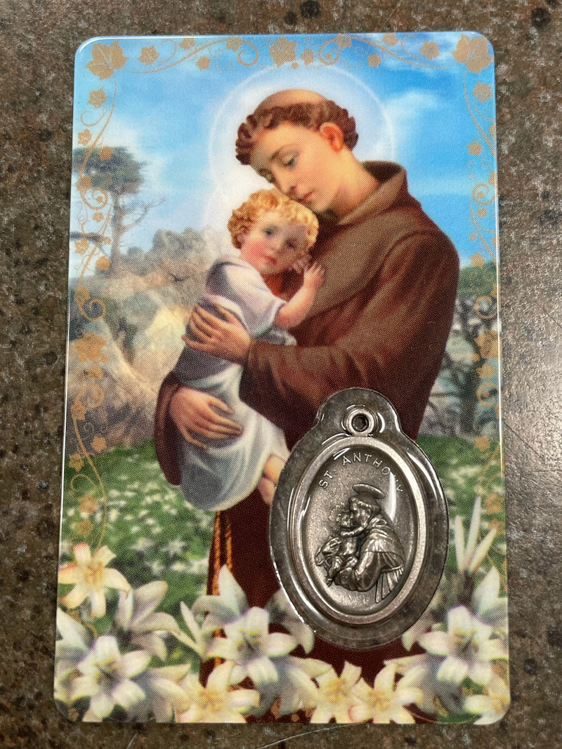 ST ANTHONY PRAYER CARD/MEDAL