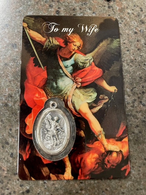 ST MICHAEL WIFE CARD W/ MEDAL
