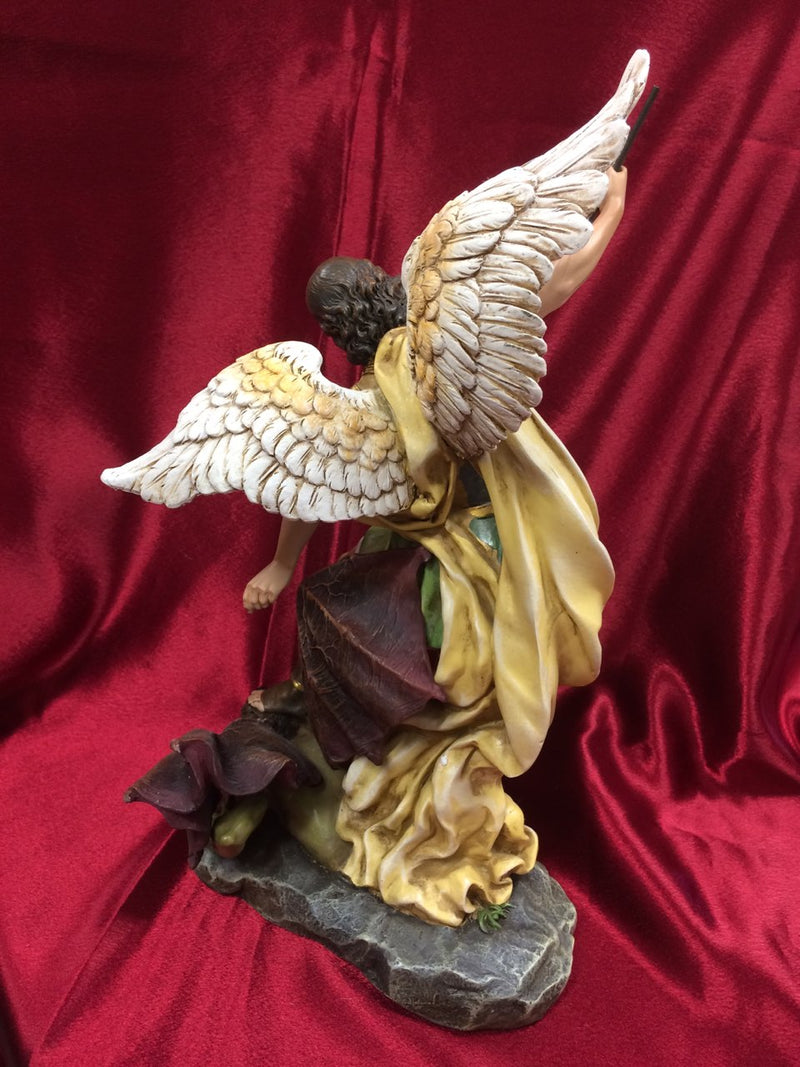 Back view of St. Michael statue. 