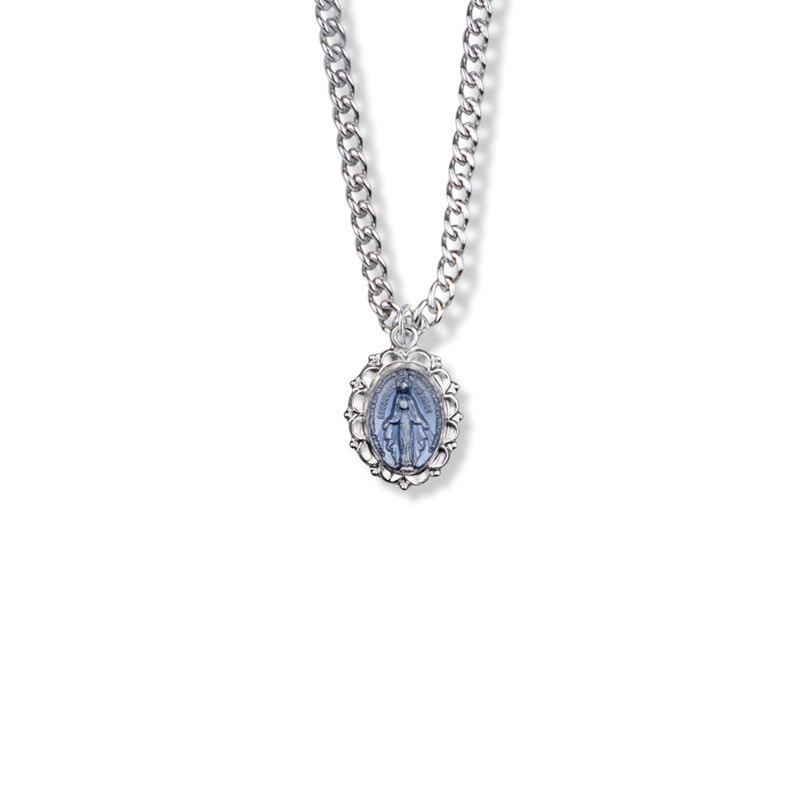 Blue Miraculous Medal Necklace