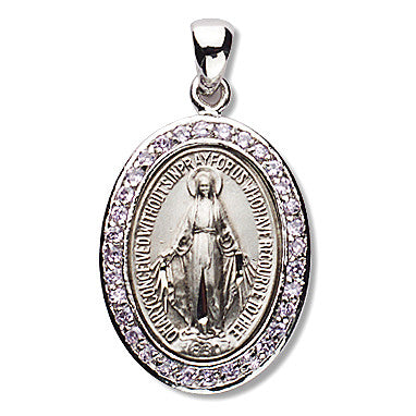 SS OVAL MIRAC MEDAL W/ PINK