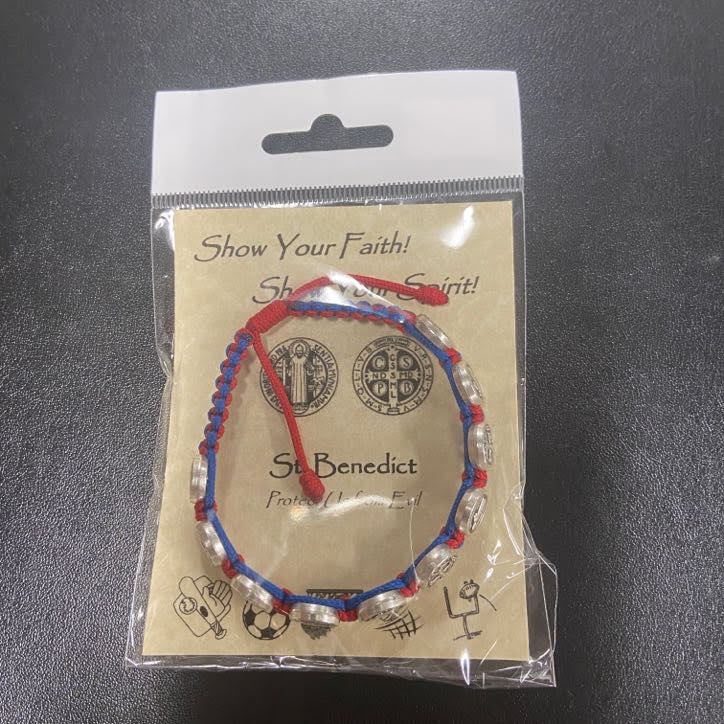 ST BENEDICT BRACELET DK BL/RED