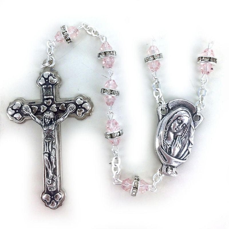 PINK CRYSTAL STRIPE ROSARY