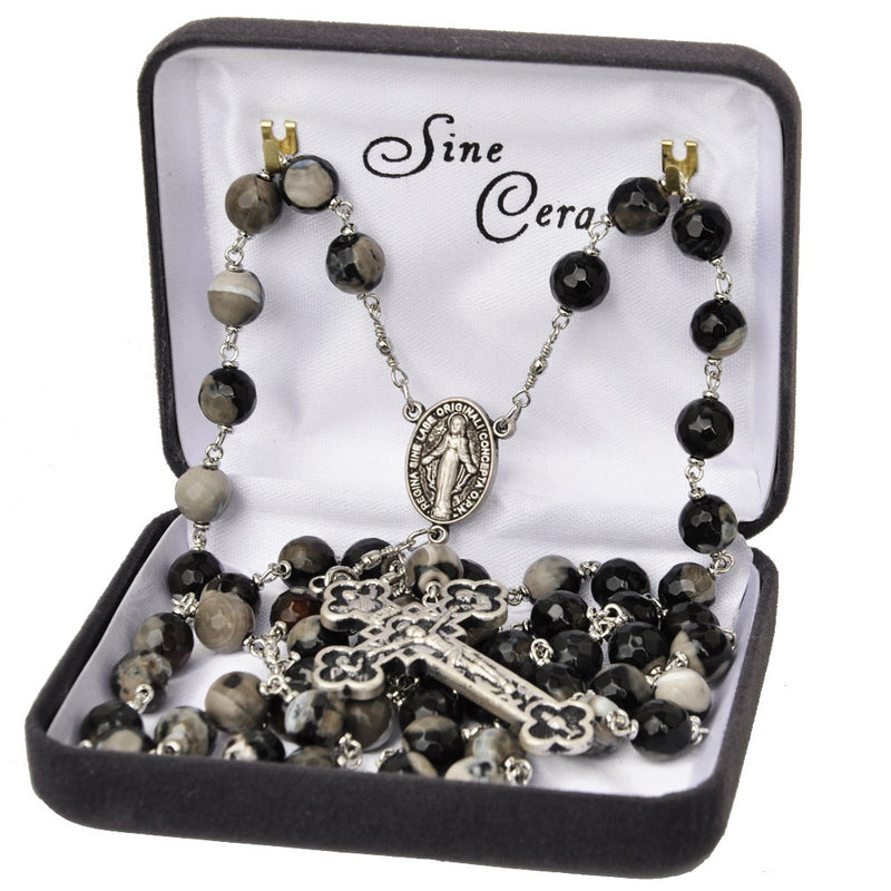 8MM ZEBRA JASPER ROSARY