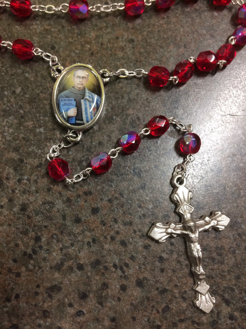 ST MAX ROSARY W/PRAYER CARD